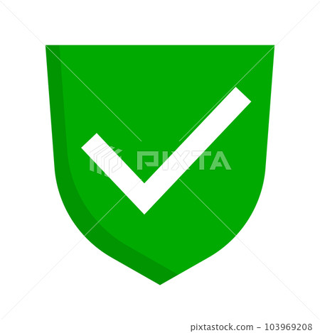 Green checkmark shield icon. safety or authorization. vector. Green checkmark shield icon. safety or authorization. vector. 103969208