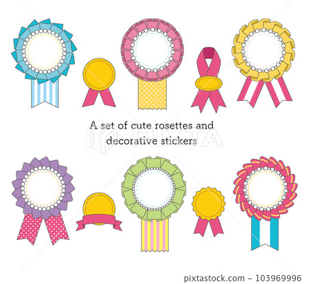 A set of cute rosettes and decorative stickers A set of cute rosettes and decorative stickers 103969996