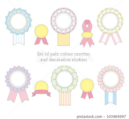 Set of light-colored rosettes and decorative stickers Set of light-colored rosettes and decorative stickers 103969997