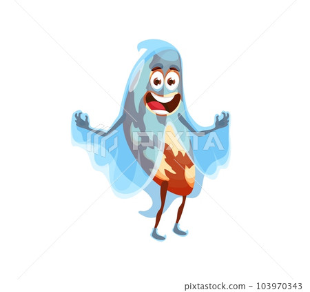 Cartoon Halloween ghost brazil nut character. Isolated vector quirky and fun ghostly figure wear transparent sheet. Nutty playful personage with humorous appearance celebrate autumn holiday party 103970343
