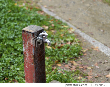 Rusty waterworks in the park 103970520