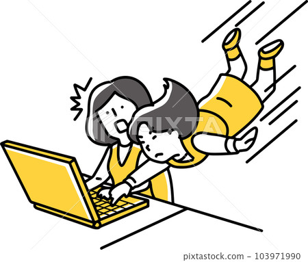 A female employee who jumps and corrects mistakes A female employee who jumps and corrects mistakes 103971990