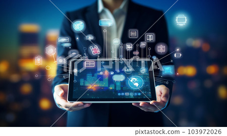 Businessman working with laptop 103972026