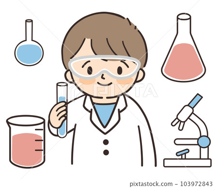 穿白大褂的孩子們在做科學實驗 103972843