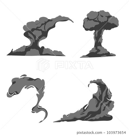 Cartoon smoke clouds set isolated on white background 103973654