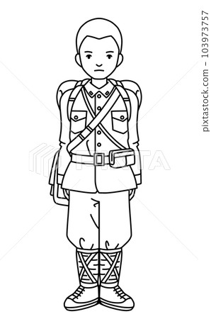 A male soldier with a shaved head during wartime A male soldier with a shaved head during wartime 103973757