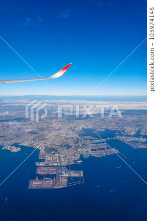 Aerial view of Honmoku Pier container terminal in Minato Yokohama (Yokohama City, Kanagawa Prefecture) Aerial view of Honmoku Pier container terminal in Minato Yokohama (Yokohama City, Kanagawa Prefecture) 103974148