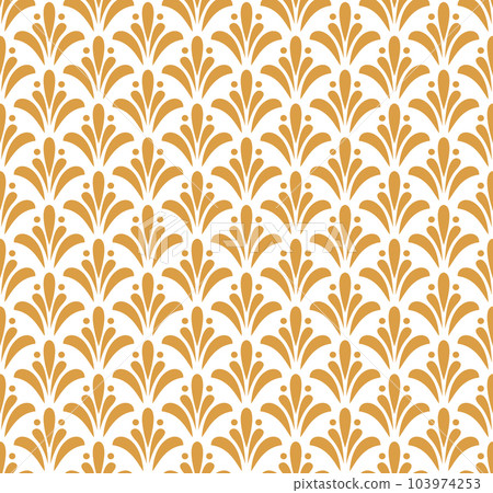 Flower geometric pattern. Seamless vector background. Gold and white ornament 103974253