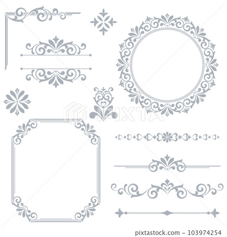 Vintage Set. Floral elements for design monograms, invitations, frames, menus and labels. Graphic design of the website, cafes, boutiques, hotels, wedding invitations. 103974254