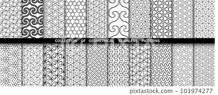 Geometric set of seamless black and white patterns. Simpless vector graphics 103974277