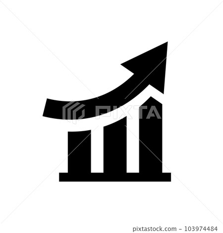 Rising bar chart silhouette icon. Increasing chart. vector. 103974484