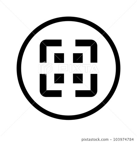 圓形 Qr 代碼按鈕圖標。向量。 103974784