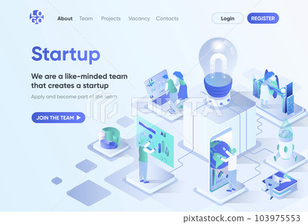 Startup project isometric landing page. 103975553