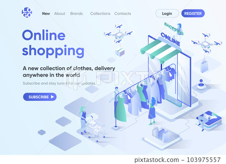 Online shopping isometric landing page. Online shopping isometric landing page. 103975557