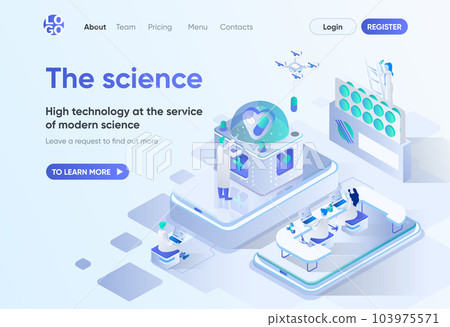 The science isometric landing page. The science isometric landing page. 103975571