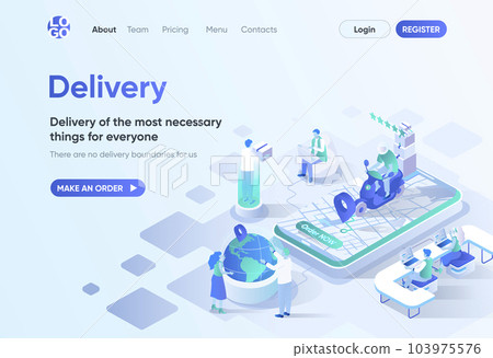 Delivery service isometric landing page. Delivery service isometric landing page. 103975576