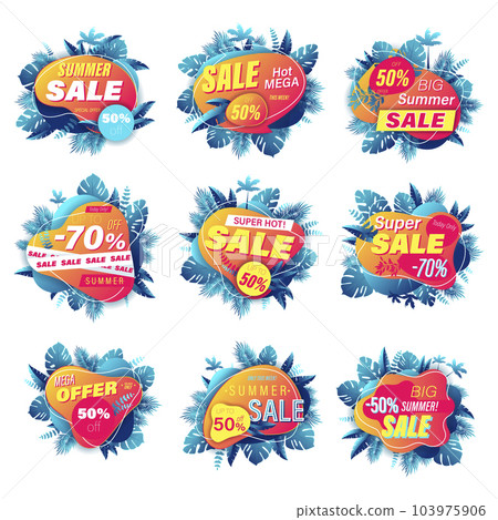 Set of summer sale banner shopping 3d style 103975906
