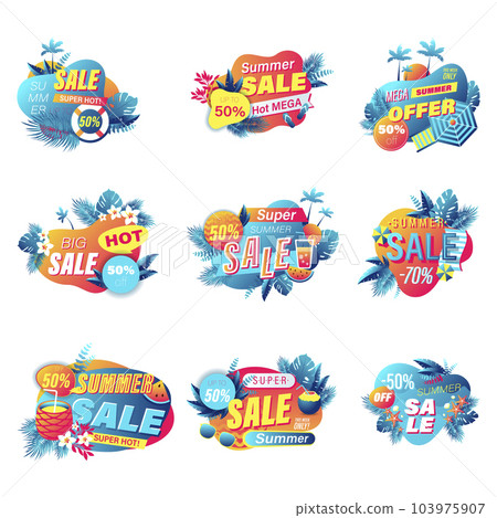 Set of summer sale banner shopping 3d style 103975907