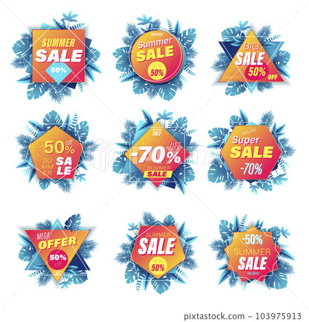 Set of summer sale banner shopping 3d style 103975913