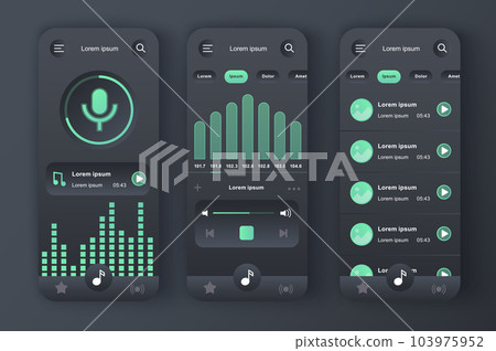 Music player unique neomorphic design kit.... - Stock Illustration ...