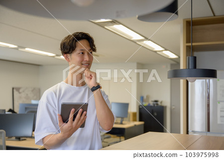 Young businessman thinking in the office Young businessman thinking in the office 103975998