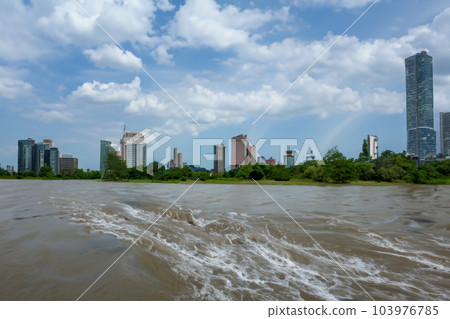 Flash flood. Torrential rains that fill the rivers and roads instantly causing flooding. Rain concept. Torrential rain. Floods. Flash flood. Torrential rains that fill the rivers and roads instantly causing flooding. Rain concept. Torrential rain. Floods. 103976785