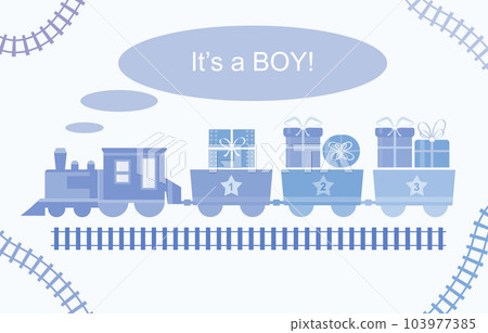 Train and gifts. Its a boy. Vector illustration 103977385