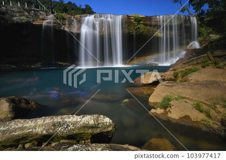 Nestled in the serenity of Jaintia hills, Krang Suri falls is amongst one of the most scenic waterfalls of Meghalaya, India Nestled in the serenity of Jaintia hills, Krang Suri falls is amongst one of the most scenic waterfalls of Meghalaya, India 103977417