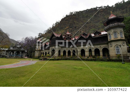 Rampur Palace at Rampur Bushahr in Shimla, Himachal Pradesh, India. Once served as the Winter Capital of the former princely state of Bushahr 103977422