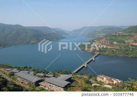 Landscape looking over the beautiful City of Lavasa, Maharashtra, India 103977746