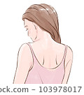 女性背部，裸露的皮膚，後視圖 103978017