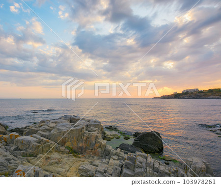 morning scenery with rocky sea cost of sozopol. clouds on the sky. relax and leisure concept 103978261