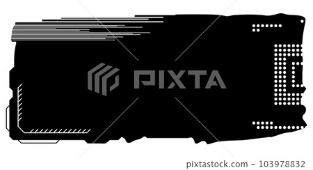 Rectangular design clipart in tech style isolated on white. Short tech plate with copy space. Clipart. 103978832