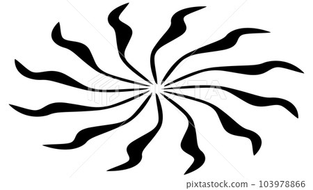 Isometric sun or flower shape silhouette isolated on white. Circular shape with petals. Clipart. 103978866