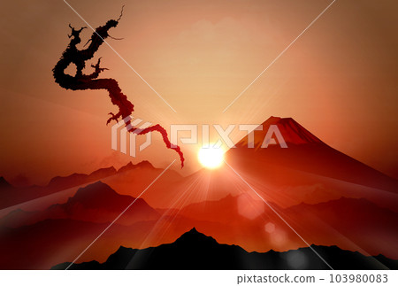 2024年新年賀卡昇龍插畫素材 103980083