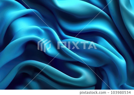 Abstract blue background with folded textile ruffle. Generative AI 103980534