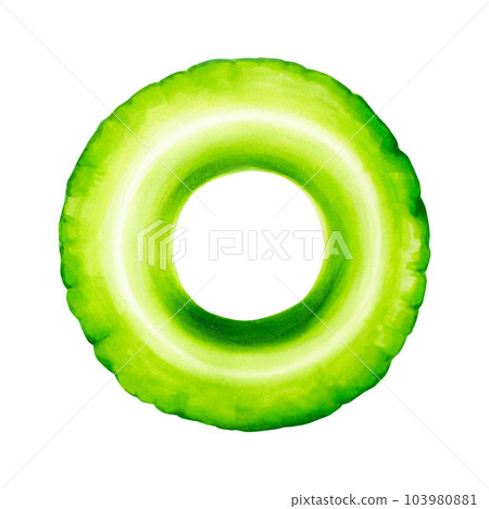 Watercolor illustration of pool float isolated on white background. Hand painted swimming circle. For designers, spa decoration, postcards, wedding, greetings, wallpapers, wrapping paper, 103980881
