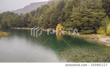 beautiful crystalline river in Argentine patagonia, during autumn beautiful crystalline river in Argentine patagonia, during autumn 103981117