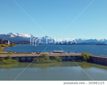 San Carlos de Bariloche city, in Argentine. Coast of Nahuel Huapi lake 103981125