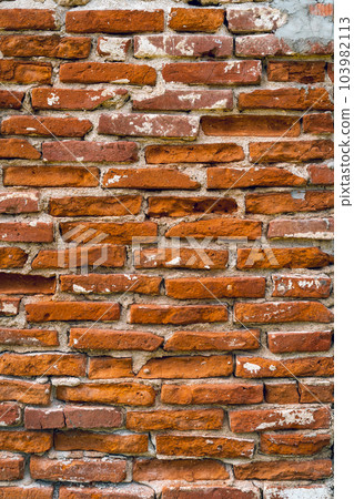 Hi res old textured brick wall with natural defects Hi res old textured brick wall with natural defects 103982113