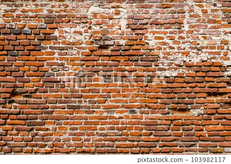 Old Red Cracked Brick Wall Horizontal Background Old Red Cracked Brick Wall Horizontal Background 103982117