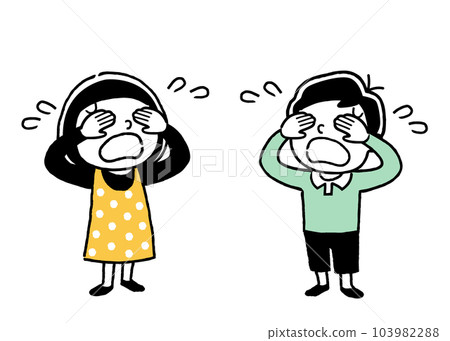 Vector illustration material: crying boys and girls, children Vector illustration material: crying boys and girls, children 103982288