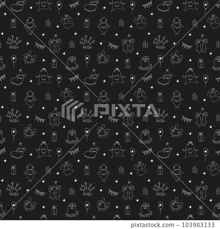 Cute monsters seamless pattern. Cartoon monsters background. Vector illustration Cute monsters seamless pattern. Cartoon monsters background. Vector illustration 103983133