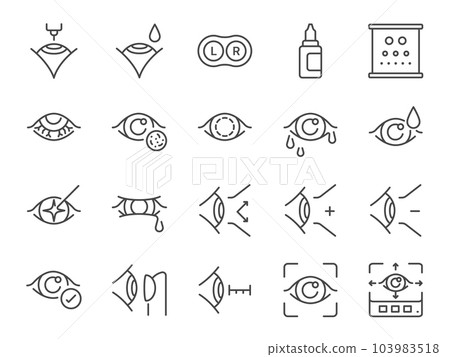 Ophthalmology icon set. It included eye, vision, eyesight, optical, and more icons. Editable Vector Stroke. 103983518