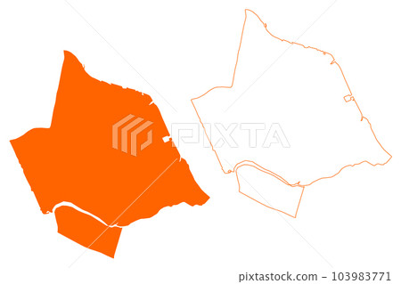 Ridderkerk municipality (Kingdom of the Netherlands, Holland, South Holland or Zuid-Holland province) map vector illustration, scribble sketch map 103983771