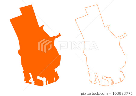 Schiedam city and municipality (Kingdom of the Netherlands, Holland, South Holland or Zuid-Holland province) map vector illustration, scribble sketch map 103983775