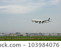 Star Alliance(EVA Air) Plane landing to runways at suvarnabhumi international airport in Bangkok ,Thailand. This airport is one of the most populated airports in the world. 103984076