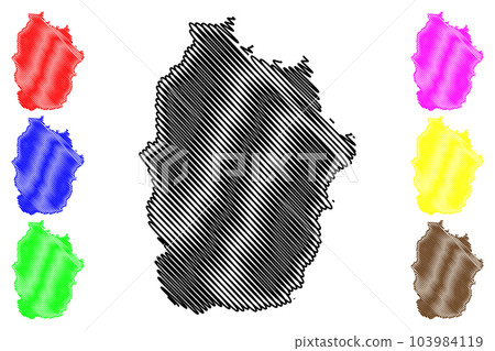 Flores island (Azores Archipelago, Portugal, Portuguese Republic) map vector illustration, scribble sketch Ilha das Flores or The Yellow Island map 103984119