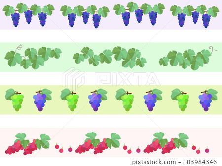 Decorative border set of grapes and grape vines 103984346