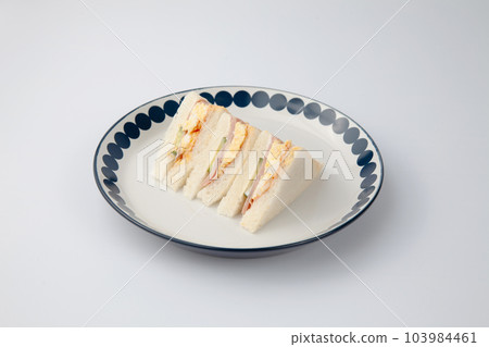 Ham egg sandwich bread white background 103984461